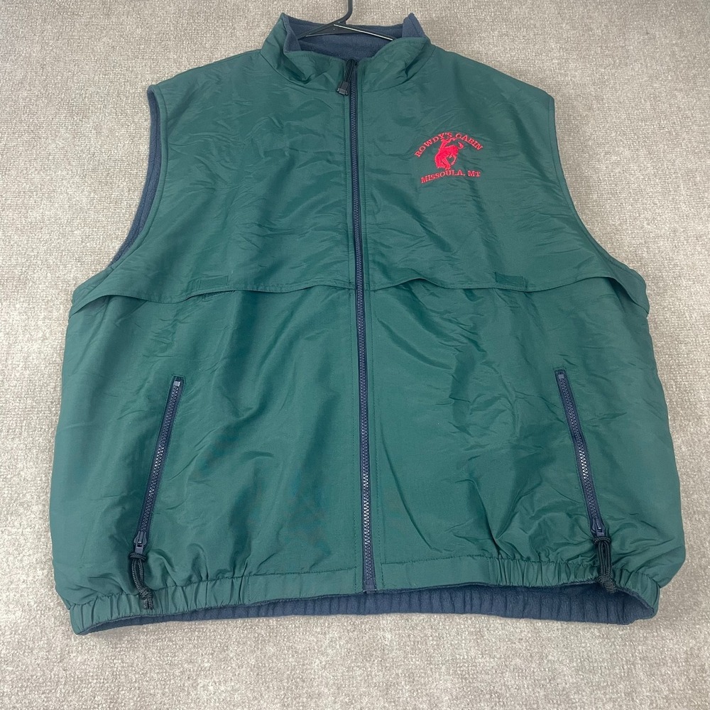 Port Authority Vest‎ Mens 2XL Green Rowdys Cabin Missoula MT Mock Neck Full Zip